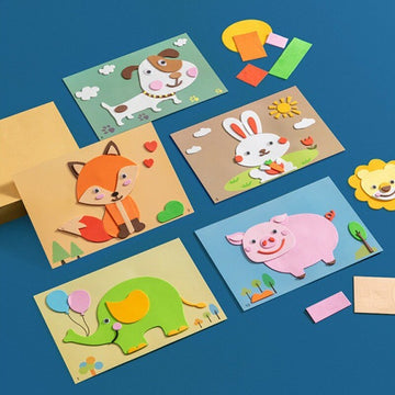 Set de Tarjetas armables animales goma eva (12 unidades)