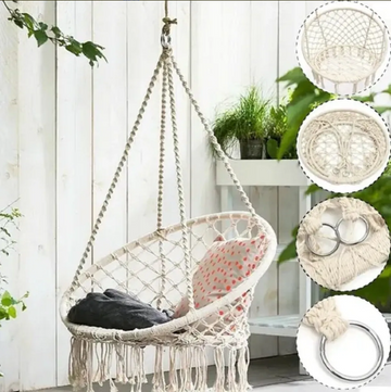 Silla colgante para terraza tipo macramé